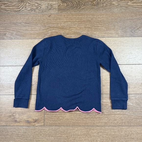 J. Crew Crewcuts Scallop Edge Crewneck Sweatshirt Navy/Pink sz 8 Back to School - Picture 8 of 8